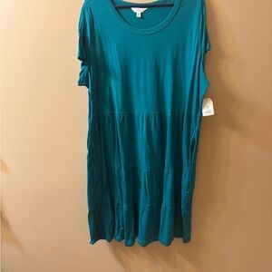 Time and Tru Teal Midi Dress Plus Size Tier Dress NWT size XXL 20